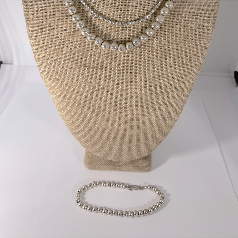 3 Pc Lot 925 Sterling Silver Necklace & Bracelet + Alpaca VTG 14 - 16” 77 Grams